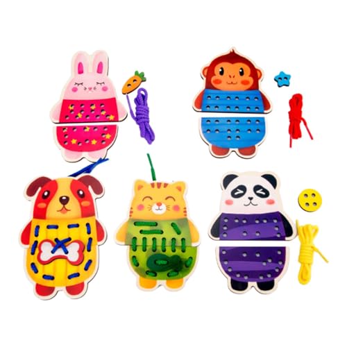 MotiveTech Schnürkarten Nähkarten Motorikspielzeug Fädelspiel Schnüren Spielen Nähset, Tier von MotiveTech