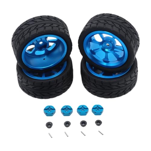 MotiveTech Upgrade Kit für Metallradnaben mit RC Rädern Und Reifen, Stilvollen RC Reifen, 12 Mm Sechskantnabenadapter für 144001, Blau von MotiveTech