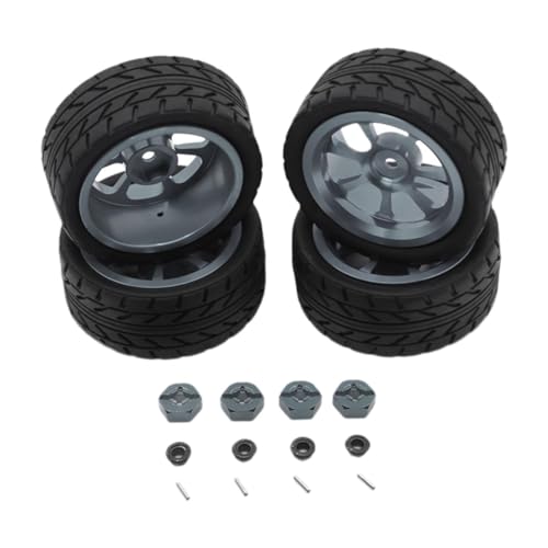 MotiveTech Upgrade Kit für Metallradnaben mit RC Rädern Und Reifen, Stilvollen RC Reifen, 12 Mm Sechskantnabenadapter für 144001, Grau von MotiveTech