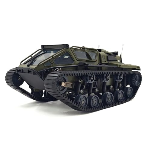 Motörform 1:16 RC Crawler Tank Car – 8 km/h vollproportionales ferngesteuertes Fahrzeug mit Lichtern, Türen, Alu-Führungsrad und 2,4-GHz-Controller (Grün) von Motörform
