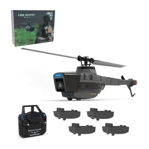 Motörform C128 Scout RC Hubschrauber mit 1080P Kamera – 2,4GHz 4CH KI-gesteuerter Ferngesteuerter Hubschrauber mit 6-Achsen-Gyroskop, optischem Fluss & Höhenhaltefunktion (RTF, 4 Akku) von Motörform
