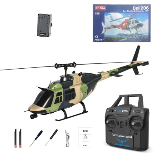 Motörform RC ERA C138 RC-Helikopter im Maßstab 1:33 – 2,4GHz 6CH Flybarless Modellhubschrauber mit Höhenhaltefunktion, optischer Positionsbestimmung, einsteigerfreundlichem Design (1 Akku/Tarnfarbe) von Motörform