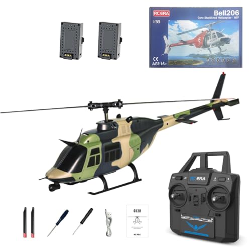 Motörform RC ERA C138 RC-Helikopter im Maßstab 1:33 – 2,4GHz 6CH Flybarless Modellhubschrauber mit Höhenhaltefunktion, optischer Positionsbestimmung, einsteigerfreundlichem Design (2 Akku/Tarnfarbe) von Motörform