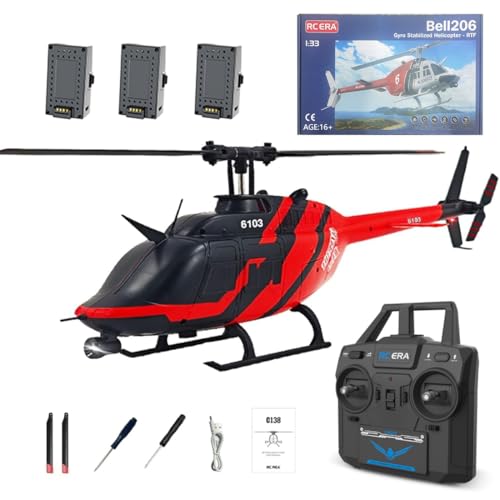 Motörform RC ERA C138 RC-Helikopter im Maßstab 1:33 – 2,4GHz 6CH Flybarless Modellhubschrauber mit Höhenhaltefunktion, optischer Positionsbestimmung, einsteigerfreundlichem Design (3 Akku/Rot Schwarz) Motörform RC ERA C138 RC-Helikopter im Maßstab 1:33 – 2,4GHz 6CH Flybarless Modellhubschrauber mit Höhenhaltefunktion, optischer Positionsbestimmung, einsteigerfreundlichem Design (3 Akku/Rot Schwarz) von Motörform