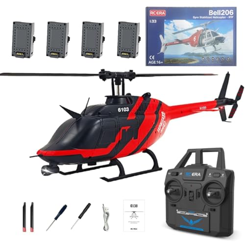 Motörform RC ERA C138 RC-Helikopter im Maßstab 1:33 – 2,4GHz 6CH Flybarless Modellhubschrauber mit Höhenhaltefunktion, optischer Positionsbestimmung, einsteigerfreundlichem Design (4 Akku/Rot Schwarz) Motörform RC ERA C138 RC-Helikopter im Maßstab 1:33 – 2,4GHz 6CH Flybarless Modellhubschrauber mit Höhenhaltefunktion, optischer Positionsbestimmung, einsteigerfreundlichem Design (4 Akku/Rot Schwarz) von Motörform