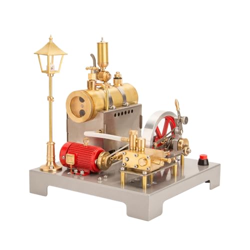 Retrol SE-02 Vollmetall DIY Reversible Horizontale Dampfmaschinen- & Kesselmodell-Bausatz mit Generator und Straßenlampe – Thermodynamik Maschinenbau Lern- & Hobby Geschenk (100PCS) von Motörform
