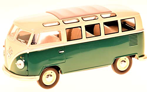 VW Volkswagen T1 Grün Weiss Samba Bully Bus 1950-1967 1/24 Modellcarsonline Modell Auto mit individiuellem Wunschkennzeichen von Motorart