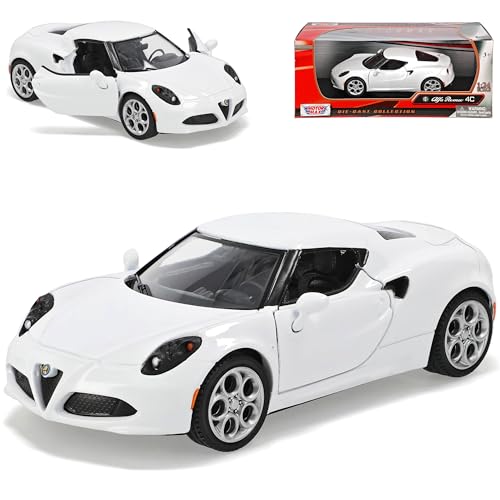 Motormax Alfa Romeo 4C Coupe Weiss Ab 2014 1/24 Modell Auto mit individiuellem Wunschkennzeichen von Motormax