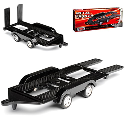 Motormax Anhänger für Autotransport mit Auffahrrampen und Doppelbereifung Schwarz 1/43 Modell Auto von Motormax