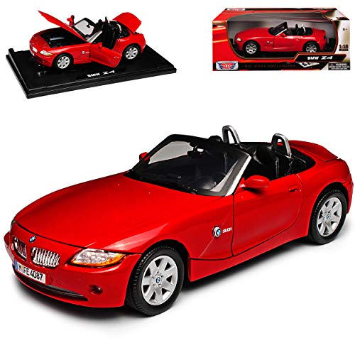 Motormax B-M-W Z4 E85 Cabrio Rot 1. Generation 2002-2008 1/18 Modell Auto mit individiuellem Wunschkennzeichen von Motormax