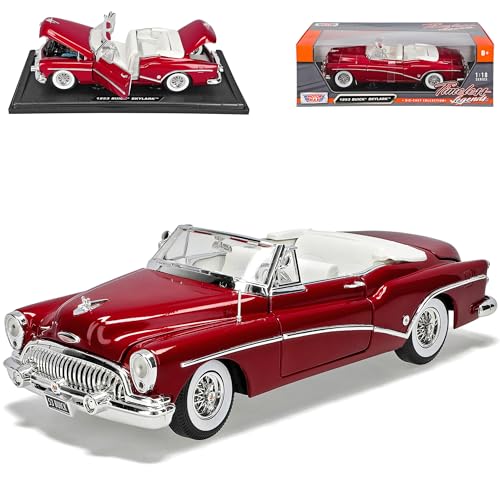 Motormax Bui-ck Skylark Roadmaster Cabrio Rot Metallic 1. Generation 1953-1954 1/18 Modell Auto mit individiuellem Wunschkennzeichen von Motormax