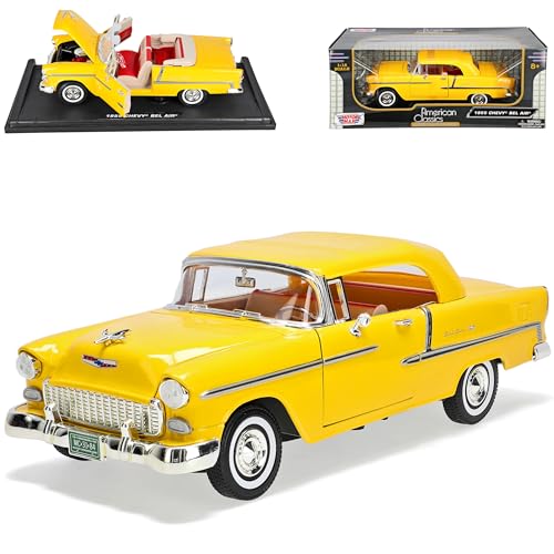 Motormax Chevrolet Bel Air Cabrio Gelb mit abnehmbarem Hard Top 1955 1/18 Modell Auto Motormax Chevrolet Bel Air Cabrio Gelb mit abnehmbarem Hard Top 1955 1/18 Modell Auto von Motormax