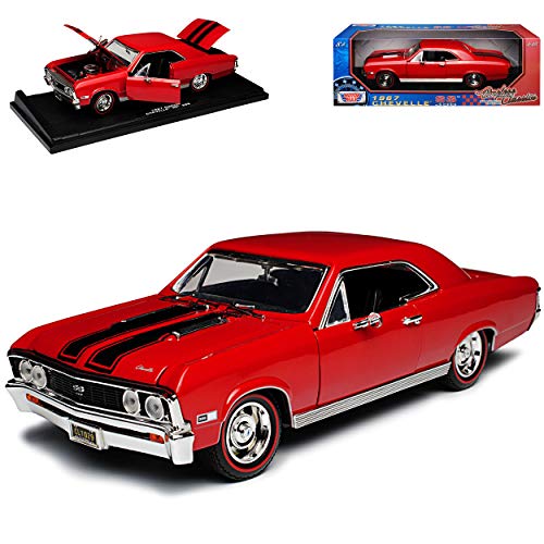 Motormax Chevrolet Chevelle SS396 Coupe Rot mit schwarzen Streifen 1. Generation 1964-1967 1/18 Modell Auto von Motormax