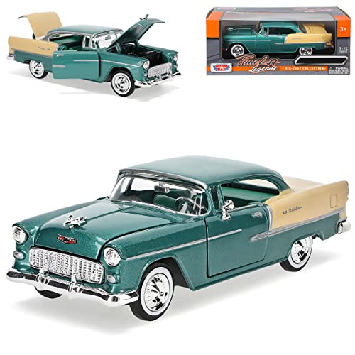 Motormax Chevrolet Chevy Bel Air 2400C Coupe Grün mit Beige 1. Generation 1953-1957 Oldtimer 1/24 Modell Auto Motormax Chevrolet Chevy Bel Air 2400C Coupe Grün mit Beige 1. Generation 1953-1957 Oldtimer 1/24 Modell Auto von Motormax