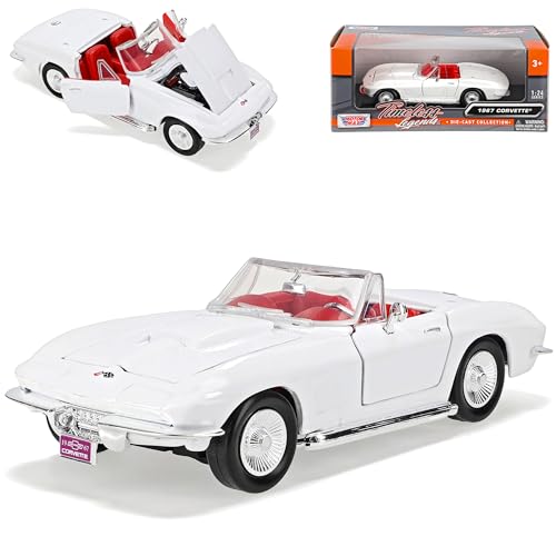 Motormax Chevrolet Chevy Corvette C2 Cabrio Weiss Offen 1962-1967 Oldtimer 1/24 Modell Auto von Motormax