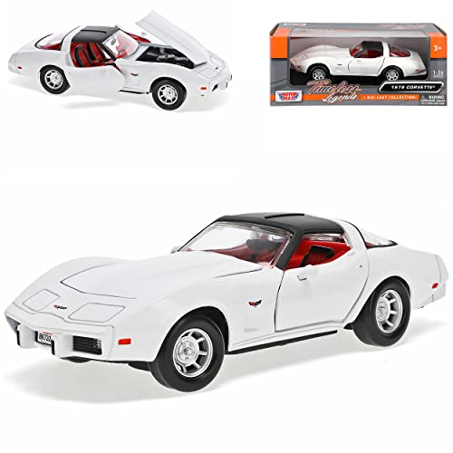 Motormax Chevrolet Chevy Corvette C3 Coupe Weiss 1979 Stingray 1967-1982 1/24 Modell Auto mit individiuellem Wunschkennzeichen von Motormax