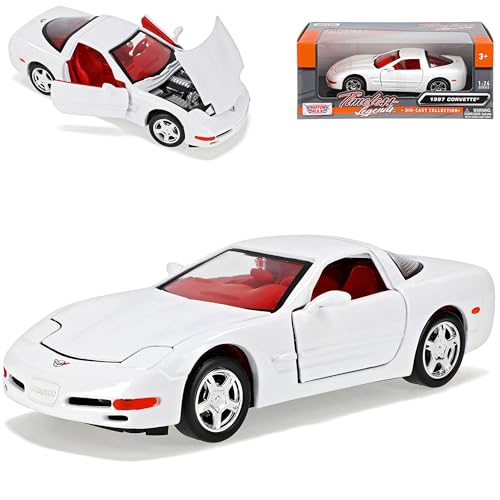 Motormax Chevrolet Chevy Corvette C5 Coupe Weiss 1997-2006 1/24 Modell Auto von Motormax