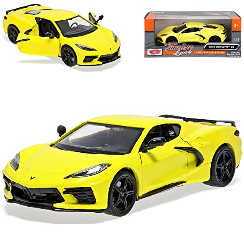 Motormax Chevrolet Chevy Corvette C8 Singray Coupe Gelb Ab 2020 1/24 Modell Auto von Motormax