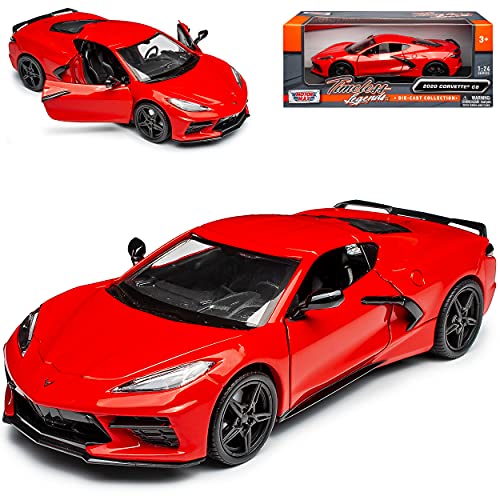 Motormax Chevrolet Chevy Corvette C8 Singray Coupe Rot Ab 2020 1/24 Modell Auto von Motormax