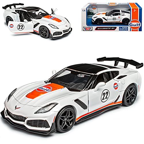 Motormax Chevrolet Corvette ZR1 C7 Z06 Coupe Weiss Gulf Design Modell Ab 2013 Version 2019 1/24 Modell Auto von Motormax