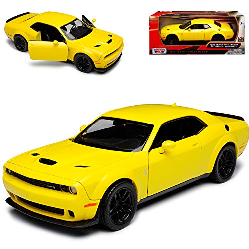 Motormax Dodge Challenger SRT Hellcat Widebody LC Coupe Gelb Ab 2008 1/24 Modell Auto mit individiuellem Wunschkennzeichen von Motormax