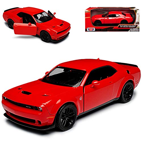 Motormax Dodge Challenger SRT Hellcat Widebody LC Coupe Rot Ab 2008 1/24 Modell Auto mit individiuellem Wunschkennzeichen von Motormax
