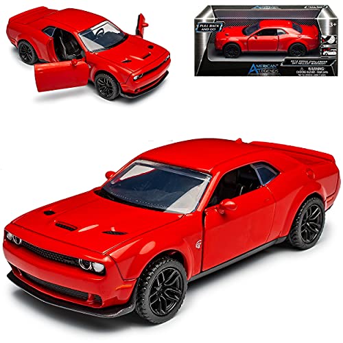 Motormax Dodge Challenger SRT Hellcat Widebody LC Coupe Rot Ab 2008 mit Rückzugsmotor ca 1/43 1/36-1/46 Modell Auto mit individiuellem Wunschkennzeichen von Motormax