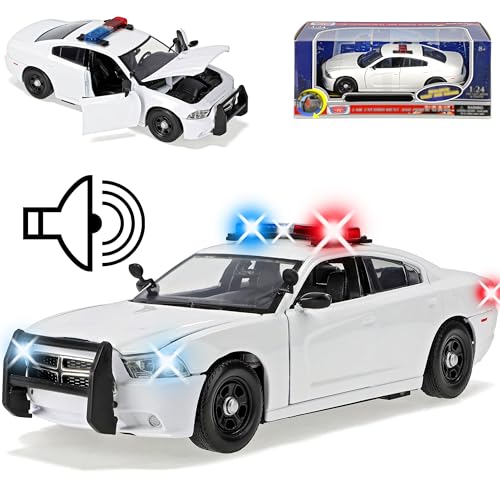 Motormax Dodge Charger LD Limousine Police Weiss mit Licht und Sound 2. Generation 2010-2023 Version 2010-2015 1/24 Modell Auto mit individiuellem Wunschkenn.. Motormax Dodge Charger LD Limousine Police Weiss mit Licht und Sound 2. Generation 2010-2023 Version 2010-2015 1/24 Modell Auto mit individiuellem Wunschkenn.. von Motormax