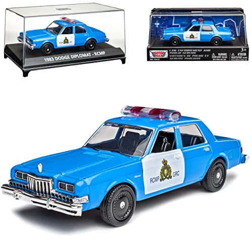 Motormax Dodge Diplomat Limousine Blau Weiss RCMP Polizei Police 1/43 Modell Auto mit individiuellem Wunschkennzeichen von Motormax