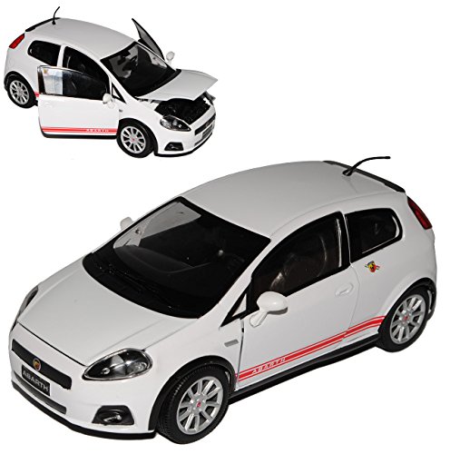 Motormax FIAT Grande Punto Abarth SS Weiss Ab 2005 1/24 Modell Auto mit individiuellem Wunschkennzeichen von Motormax