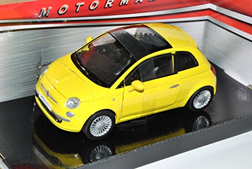 Motormax FIAT Nuova 500 Gelb Ab 2007 1/24 Modell Auto von Motormax