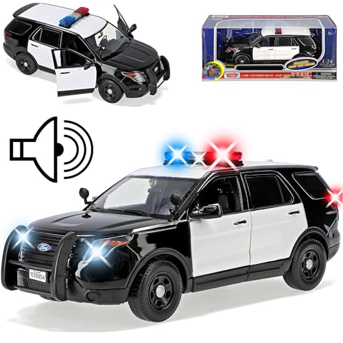 Motormax Ford Explorer SUV Police Interceptor Weiss Schwarz mit Licht und Sound 5. Generation 2010-2019 1/24 Modell Auto Motormax Ford Explorer SUV Police Interceptor Weiss Schwarz mit Licht und Sound 5. Generation 2010-2019 1/24 Modell Auto von Motormax