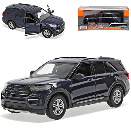 Motormax Ford Explorer XLT Blau 6. Generation Ab 2019 1/24 Modell Auto mit individiuellem Wunschkennzeichen von Motormax