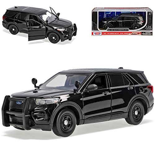 Motormax Ford Explorer XLT Police Interceptor Utility Schwarz Polizei 6. Generation Ab 2019 1/24 Modell Auto von Motormax
