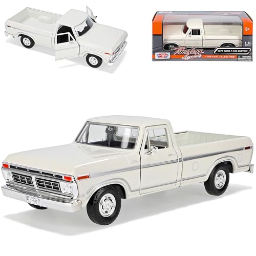 Motormax Ford F*150 Custom Weiss Pick-Up 6. Generation 1973-1980 1/24 Modell Auto mit individiuellem Wunschkennzeichen von Motormax
