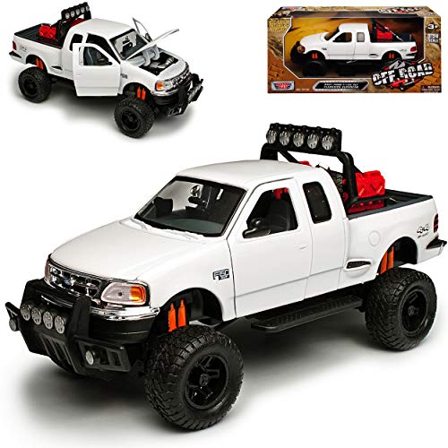 Motormax Ford F*150 XLT Flareside Supercab Pick-Up Weoss 1996-2004 Offroad Truck 1/24 Modell Auto mit individiuellem Wunschkennzeichen von Motormax