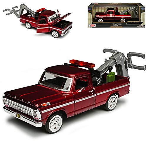Motormax Ford F-100 Pick Up Abschlepper Metallic Rot 5. Generation 1966-1972 1/24 Modell Auto von Motormax