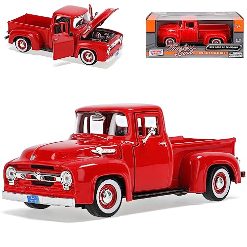 Motormax Ford F100 Pick-up 1956 Rot Pritsche Oldtimer 1/24 Modell Auto mit individiuellem Wunschkennzeichen Motormax Ford F100 Pick-up 1956 Rot Pritsche Oldtimer 1/24 Modell Auto mit individiuellem Wunschkennzeichen von Motormax