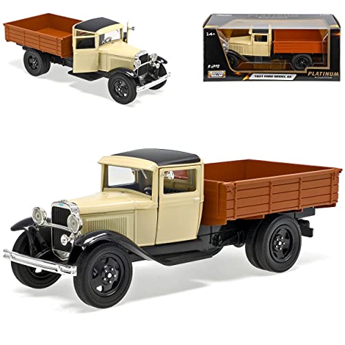 Motormax Ford Model AA LKW Transporter Pritsche Beige Creme 1928-1931 1/24 Modell Auto mit individiuellem Wunschkennzeichen von Motormax