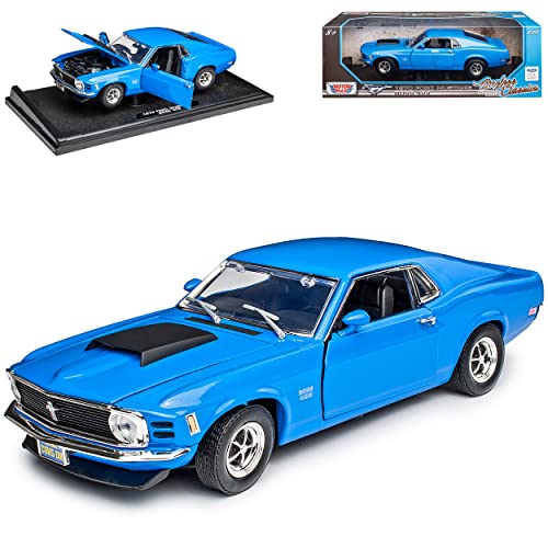 Motormax Ford Mustang Boss 429 Coupe Blau Typ I 3. Generation 1969-1970 1/18 Modell Auto mit individiuellem Wunschkennzeichen von Motormax