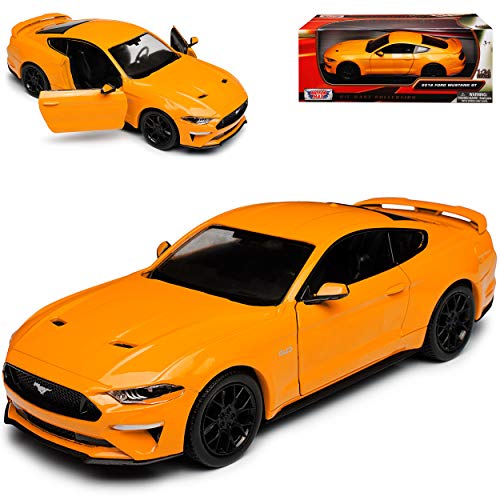 Motormax Ford Mustang VI Coupe Orange Modell Ab 2014 Version ab Facelift 2017 1/24 Modell Auto mit individiuellem Wunschkennzeichen von Motormax
