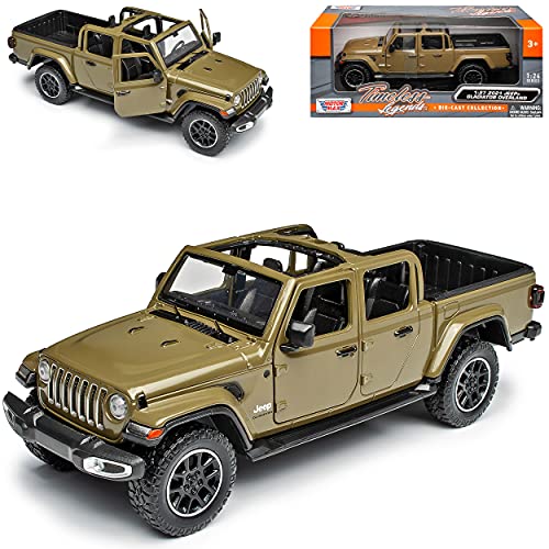 Motormax Jeep Gladiator Overland JT Wrangler Cabrio Offen Grün Pick-Up Ab 2019 1/27 1/24 Modell Auto mit individiuellem Wunschkennzeichen von Motormax