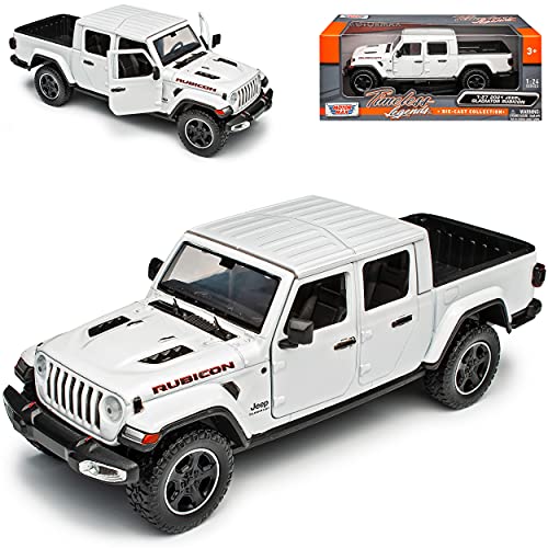 Motormax Jeep Gladiator Rubicon JT Wrangler Weiss Pick-Up Ab 2019 1/27 1/24 Modell Auto von Motormax
