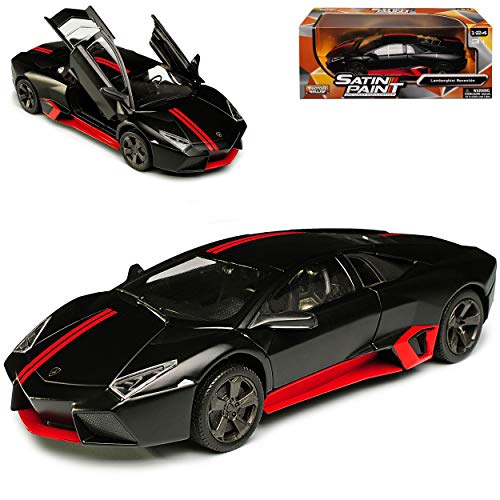 Motormax Lamborgihini Murcielago Reventon Coupe Matt Schwarz mit Rot 1/24 Modell Auto von Motormax