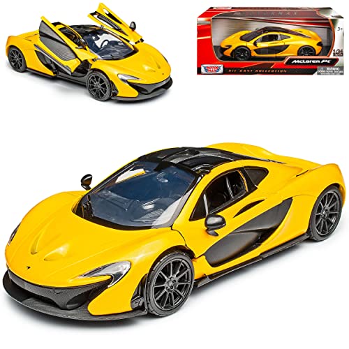 Motormax McLaren P1 Coupe Gelb Schwarz Ab 2013 1/24 Modell Auto mit individiuellem Wunschkennzeichen von Motormax