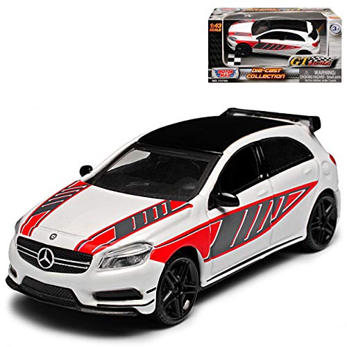 Motormax Mercedes-B A-Klasse W176 A45 AMG 5 Türer Weiss Tuning 2012-2018 1/43 Modell Auto mit individiuellem Wunschkennzeichen von Motormax