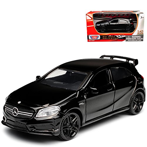 Motormax Mercedes-B A-Klasse W176 A45 AMG 5 Türer Schwarz 2012-2018 1/43 Modell Auto mit individiuellem Wunschkennzeichen von Motormax