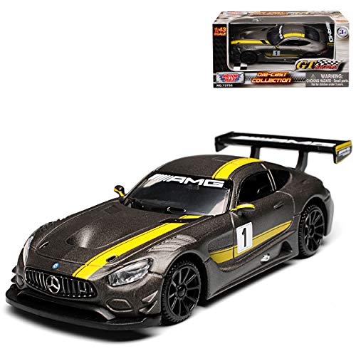 Motormax Mercedes-Benz AMG GT3 GT S Coupe Matt Grau mit Gelb Ab 2014 1/43 Modell Auto mit individiuellem Wunschkennzeichen von Motormax