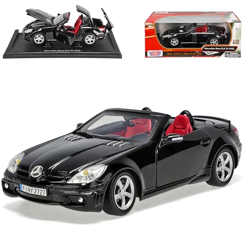 Motormax Mercedes-Benz SLK R171 2004-2011 55 AMG Schwarz Öffnendes Dach Coupe Cabrio 1/18 Modell Auto mit individiuellem Wunschkennzeichen von Motormax