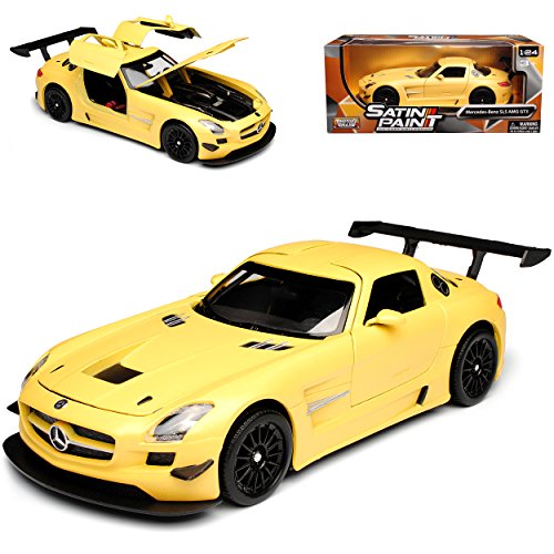 Motormax Mercedes-Benz SLS AMG Gullwing Coupe Matt Gold Beige C197 2009-2014 1/24 Modell Auto mit individiuellem Wunschkennzeichen von Motormax